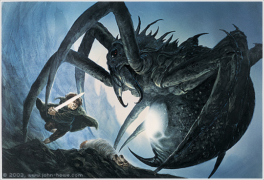 Datei:John Howe – Sam and Shelob.jpg