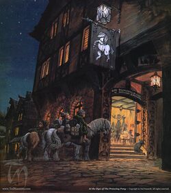 Das Gasthaus „Zum Tänzelnden Pony“ (Bild: Ted Nasmith)