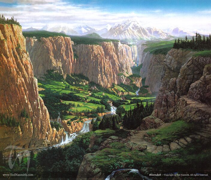 Datei:Ted Nasmith – Rivendell.jpg